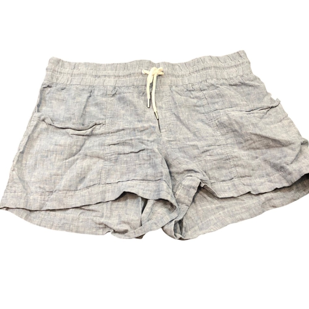 Athleta Cabo Linen 4" Short Womens 16 Blue Elastic Waist S/447245-00 Summer